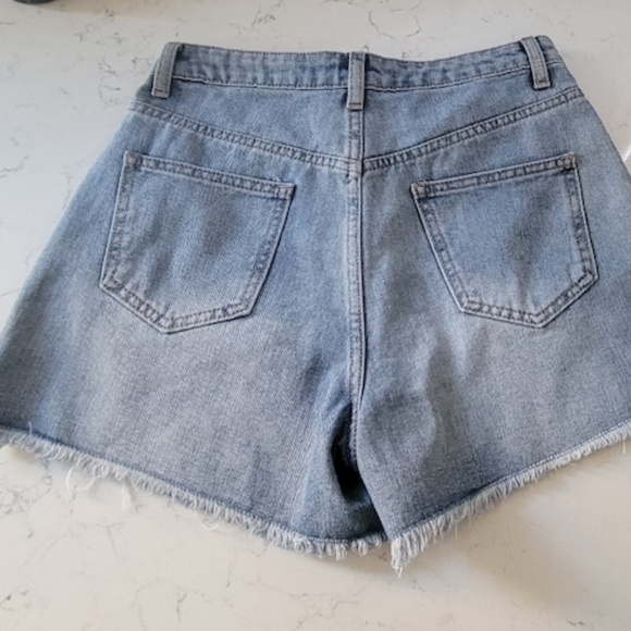 Denim Jean Shorts with Rhinestone Crystal Bling Fringe, size 3/25 - Picture 3 of 5